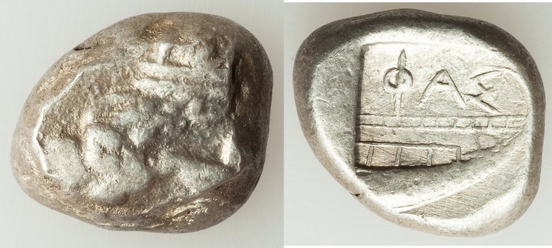 LYCIA. Phaselis. Ca. 530-500 BC. AR stater (18mm, 10.90 gm, 6h). About VF. Prow ...