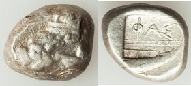 LYCIA. Phaselis. Ca. 530-500 BC. AR stater (18mm, 10.90 gm, 6h). About VF. Prow of galley left in the form of a forepart of a boar, three shields abov...