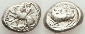 CILICIA. Celenderis. Ca. 425-350 BC. AR stater (21mm, 10.76 gm, 8h). VF. Persic standard, ca. 425-400 BC. Youthful nude male rider, holding reins in r...