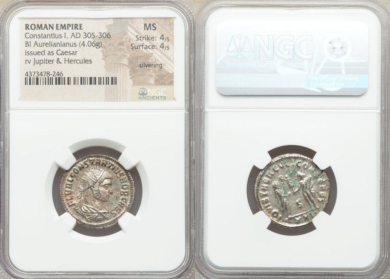 Constantius I, as Caesar (AD 305-306). BI antoninianus (22mm, 4.06 gm, 5h). NGC ...