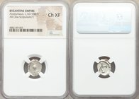 Anonymous Issues. Constantinople Commemorative (ca. AD 530-580). AR one-scripulum (12mm, 1h). NGC Choice XF. Constantinople. Helmeted, draped bust of ...