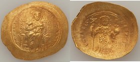Constantine X Ducas (AD 1059-1067). AV histamenon nomisma (28mm, 4.42 gm, 6h). Choice AU. Constantinople. +IhS IXS RЄX-RЄSNANTIhm, Christ seated facin...