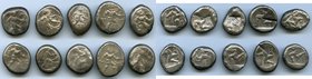 ANCIENT LOTS. Greek. Pamphylia. Aspendus. Ca. mid-5th century BC. Lot of ten (10) AR staters. Fine-About VF, test cuts. Includes: Hoplite and triskele...