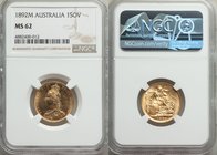 Victoria gold Sovereign 1892-M MS62 NGC, Melbourne mint, KM10. AGW 0.2355 oz.

HID09801242017