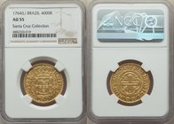 Jose I gold 4000 Reis 1764-(L) AU55 NGC, Lisbon mint, KM171.2. Ex. Santa Cruz Collection.

HID09801242017