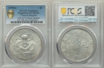 Kiangnan. Kuang-hsü Dollar CD 1904 AU Detail (Repaired) PCGS, KM-Y145a.12, L&M-257. Fewer spines variety. Lustrous and well struck dragon, some weakne...