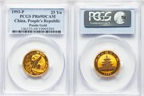 People's Republic gold Proof Panda 25 Yuan (1/4 oz) 1993-P PR69 Deep Cameo PCGS, Shenyang mint, KM-A613. Mintage: 2,500. AGW 0.2497 oz.

HID0980124201...