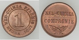 German Colony. Wilhelm II Pair of Uncertified Assorted Issues 1894, 1) Pfennig - UNC (spots), Berlin mint, KM1. 17.5mm. 2.00gm 2) 1/2 Mark - XF, Berli...
