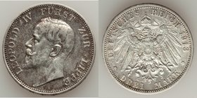 Lippe-Detmold. Leopold IV 3 Mark 1913-A XF, Berlin mint, KM275. Mintage: 15,000. 32.9mm. 16.68gm. 

HID09801242017
