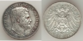 Reuss-Obergreiz. Heinrich XXIV 3 Mark 1909-A AU, Berlin mint, KM130. Mintage: 10,000. One year type. 32.8mm. 16.67gm. 

HID09801242017