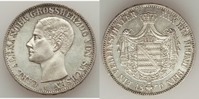 Saxe-Weimar-Eisenach. Karl Alexander Taler 1870-A UNC, Berlin mint, KM209. 33mm. 18.52gm. Lovely milk-chocolate toning over lustrous surfaces, hairlin...