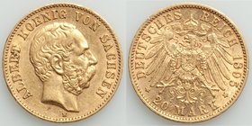 Saxony. Albert gold 20 Mark 1895-E XF, Muldenhutten mint, KM1248. 22.4mm. 7.94gm. AGW 0.2305 oz.

HID09801242017