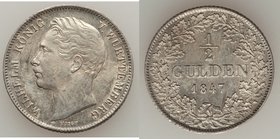 Württemberg. Wilhelm I 1/2 Gulden 1847 AU, KM573. 24mm. 5.31gm. 

HID09801242017