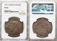 George V Proof Crown 1927 PR63 NGC, KM836. Mintage: 15,000. Olive-gold and gray toning. 

HID09801242017