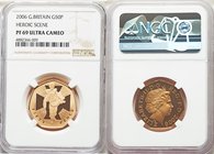 Elizabeth II gold Proof 50 Pence 2006 PR69 Ultra Cameo NGC, KM1058 variety unlisted in gold. Issued for the 150th anniversary of the Victoria cross - ...