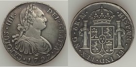 Charles IV 8 Reales 1797 NG-M XF (artificially toned), Guatemala City mint, KM53. 39.3mm. 26.80gm. 

HID09801242017