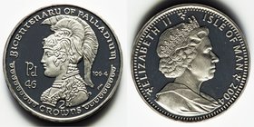 British Dependency. Elizabeth II palladium 2 Crowns 2004-PM Pobjoy mint, KM1200. Mintage: 300. 40mm. 63.81gm. Issued for the Discovery of Palladium Bi...