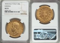 Sardinia. Carlo Alberto gold 100 Lire 1833-(Eagle)-P AU55 NGC, Turin mint, KM133.1. AGW 0.9331 oz. 

HID09801242017