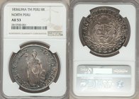North Peru. Republic 8 Reales 1836 LM-TM AU53 NGC, Lima mint, KM155. Gun-metal gray-blue toning with traces of rose and gold throughout. 

HID09801242...