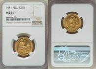 Republic gold 20 Soles 1951 MS64 NGC, Lima mint, KM229. AGW 0.2709 oz.

HID09801242017