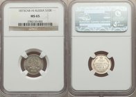 Alexander II 3-Piece Lot of Certified Assorted 10 Kopecks NGC, 1) 10 Kopecks 1873 СПБ-ΗІ - St. Petersburg mint, MS65. KM-Y20a.2 2) 10 Kopecks 1875 СПБ...