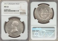 Republic Peso 1917 MS62 NGC, Buenos Aires mint, KM23. One year type. 

HID09801242017
