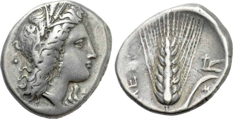 LUCANIA. Metapontion. Nomos (Circa 330-290 BC). 

Obv: Head of Demeter right, ...