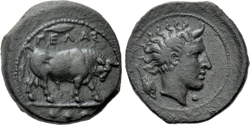 SICILY. Gela. Ae Tetras (Circa 420-405 BC). 

Obv: ΓΕΛΑΣ. 
Bull standing righ...