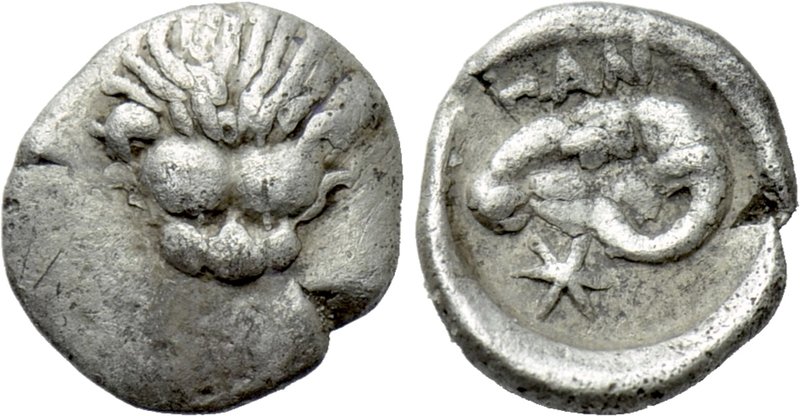CIMMERIAN BOSPOROS. Pantikapaion. Hemiobol (Circa 390-380 BC).

Obv: Facing sc...