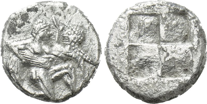 THRACE. Thasos. Stater (Circa 500-480 BC). 

Obv: Ithyphallic satyr advancing ...