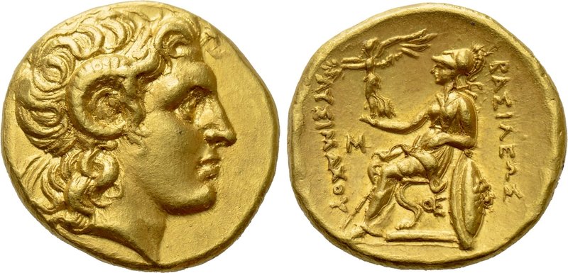 KINGS OF THRACE (Macedonian). Lysimachos (305-281 BC). GOLD Stater. Alexandria T...