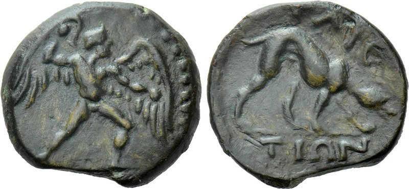 CRETE. Phaistos. Ae (Circa 300-250 BC).

Obv: Talos advancing right, hurling s...