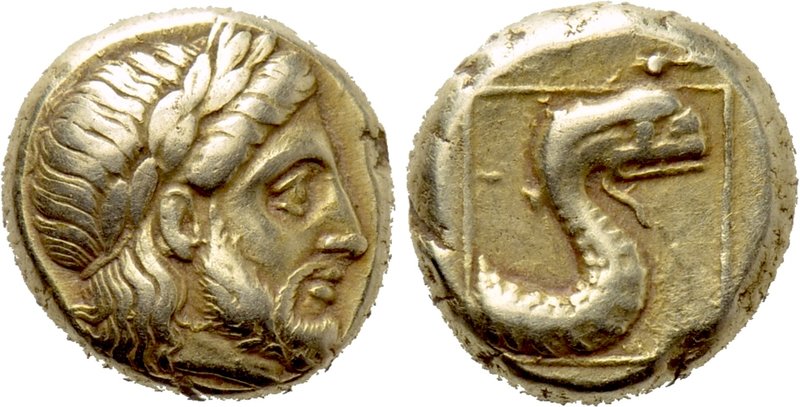 LESBOS. Mytilene. EL Hekte (Circa 377-326 BC).

Obv: Laureate head of Zeus rig...