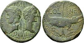 GAUL. Nemausus. Augustus with Agrippa (27 BC-14 AD). As.