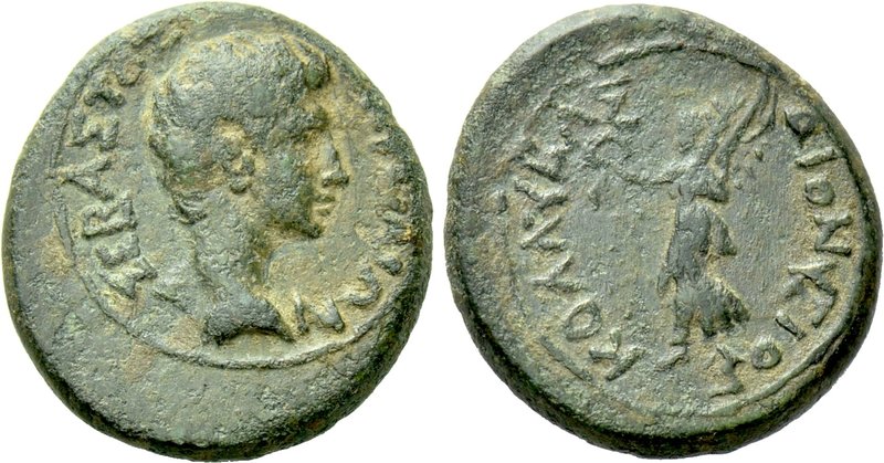 IONIA. Smyrna. Augustus (27 BC-AD 14). Ae. Dionysios Kollybas, magistrate. 

O...