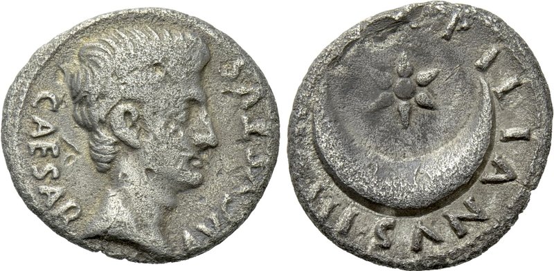 AUGUSTUS (27 BC-14 AD). Denarius. Rome. P. Petronius Turpilianus, moneyer. 

O...