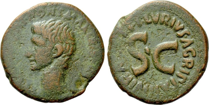 AUGUSTUS (27 BC-14 AD). As. Rome. P. Lurius Agrippa, moneyer. 

Obv: CAESAR AV...