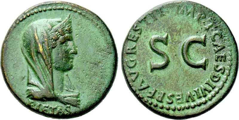 JULIA AUGUSTA (LIVIA) (Augusta, 14-29). Dupondius. Rome.

Obv: PIETAS.
Draped...