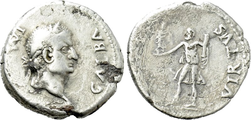 GALBA (68-69).Foureé Denarius. Imitating an uncertain mint in Spain, possibly Ta...