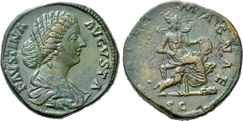 FAUSTINA II (Augusta, 147-175). Sestertius. Rome.

Obv: FAVSTINA AVGVSTA.
Dra...