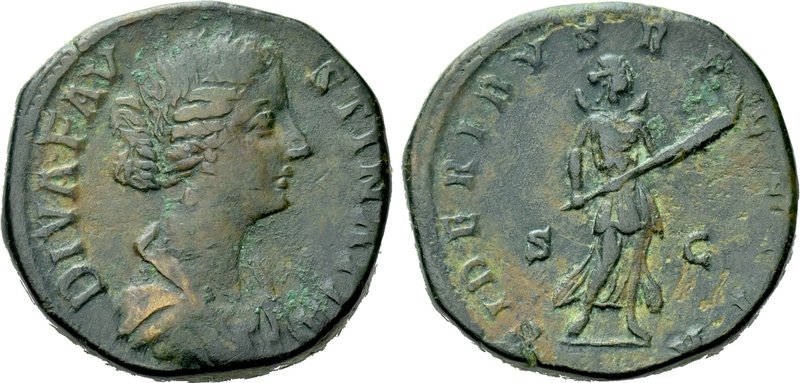 DIVA FAUSTINA II (Died 175/6). Sestertius. Rome. 

Obv: DIVA FAVSTINA PIA. 
D...
