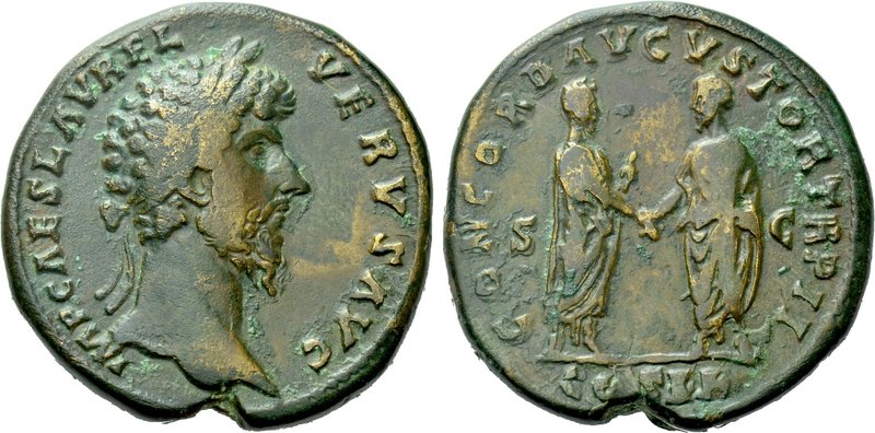 LUCIUS VERUS (161-169). Sestertius. Rome. 

Obv: IMP CAES L AVREL VERVS AVG. ...
