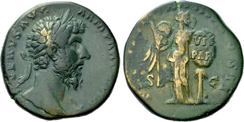 LUCIUS VERUS (161-169). Sestertius. Rome. 

Obv: L VERVS AVG ARM PARTH MAX. 
...
