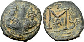 HERACLIUS with HERACLIUS CONSTANTINE (610-641). Follis. Seleucis Isauriae. Dated RY 7 (616/7).