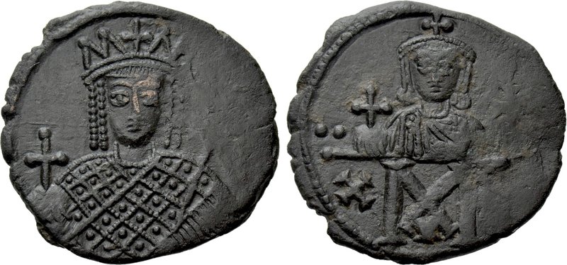 CONSTANTINE VI and IRENE (780-797). Follis. Constantinople. 

Obv: Crowned fac...