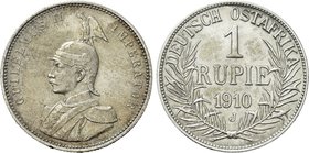 GERMAN EAST AFRICA. Wilhelm II (1888-1918). Rupie (1910-J).