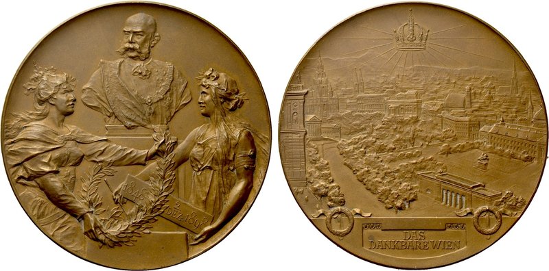 AUSTRIA. Franz Josef I (1848-1916). Bronze Medal (1898). Commemorating his 50th ...