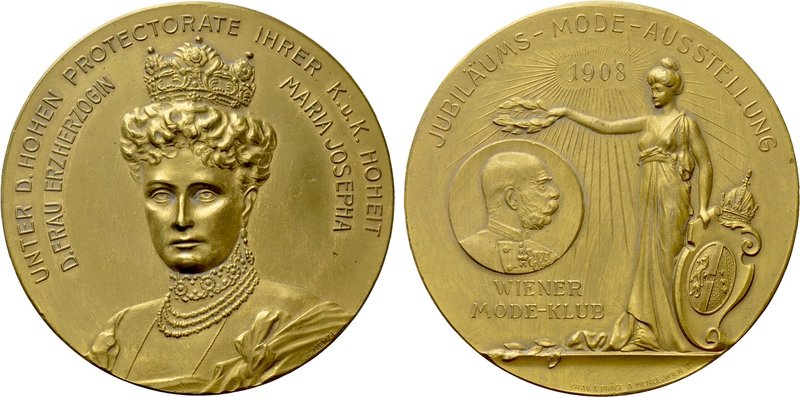 AUSTRIA. Franz Josef I (1848-1916). Gilt Bronze Medal (1908). 

Obv: UNTER D H...