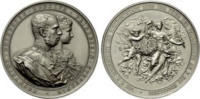 AUSTRIA. Rudolf with Stéphanie (Crown Prince, 1858-1889). Silvered Bronze Medal (1881). Commemorating their Marriage. By J. Tautenhayn.