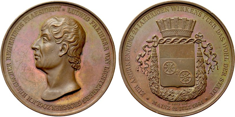 GERMANY. Mainz. Ludwig Freiherr von Lichtenberg bronze Medal (1841). By Loos. 
...